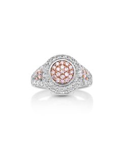0.32 Cts Pink Diamond and White Diamond Ring in 14K Two Tone