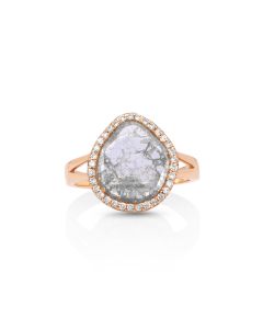 0.75 Cts Diamond Slice and White Diamond Ring in 14K Rose Gold