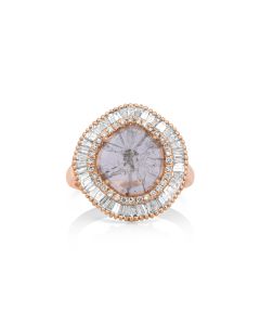 0.69 Cts Diamond Slice and White Diamond Ring in 14K Rose Gold