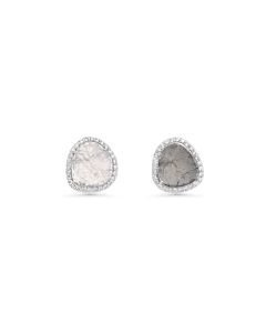1.26 Cts Diamond Slice and White Diamond Earring in 14K White Gold
