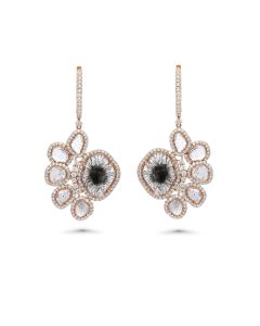 5.42 Cts Diamond Slice and White Diamond Earring in 14K Rose Gold