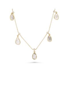 2.44 Cts Diamond Slice and White Diamond Necklace in 14K Yellow Gold