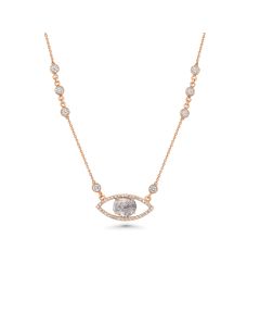 0.4 Cts Diamond Slice and White Diamond Necklace in 14K Rose Gold