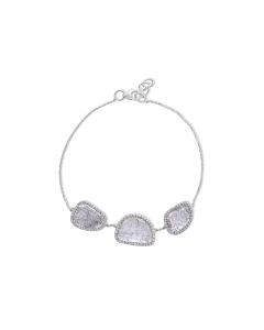 3.59 Cts Diamond Slice and White Diamond Bracelet in 14K White Gold