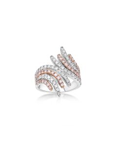 0.56 Cts Pink Diamond and White Diamond Ring in 14K Two Tone