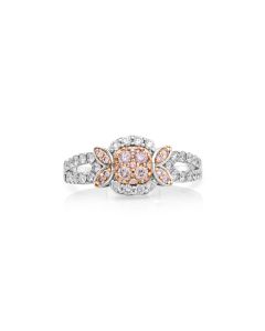 0.22 Cts Pink Diamond and White Diamond Ring in 14K Two Tone