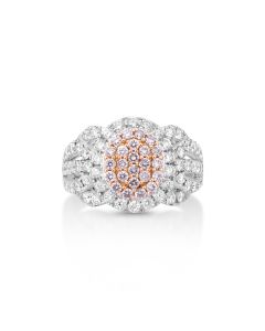 0.4 Cts Pink Diamond and White Diamond Ring in 14K Two Tone