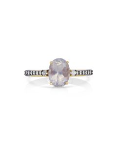 1.90 Cts Moonstone and White Diamond Ring in 14K Two Tone