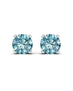 1.00 DEW Blue Moissanite Earring in 14K White Gold