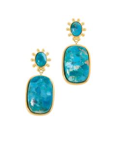 25.00 Cts Composite Turquoise Dangle Earring in Brass