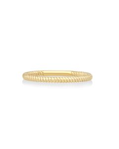 14K Yellow Gold Minimalist Rope Ring: Sleek Slim Design & Timeless Appeal