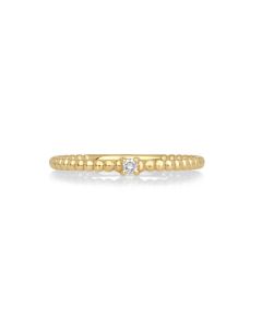 0.04 Cts White Diamond Ring in 14K Yellow Gold