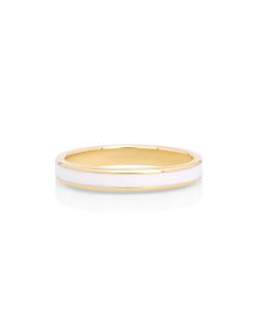 White Enamel Ring in 14K Yellow Gold
