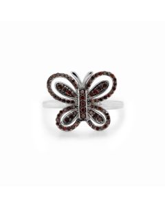 0.4 Cts Red Diamond Ring in 925 Two Tone