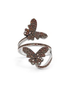 1.03 Cts Red Diamond Ring in 925 Two Tone