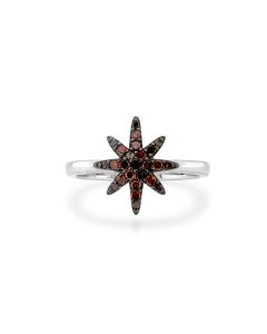 0.27 Cts Red Diamond Ring in 925 Two Tone