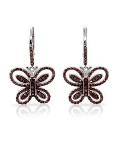 1.1 Cts Red Diamond Earring in 925 Two Tone