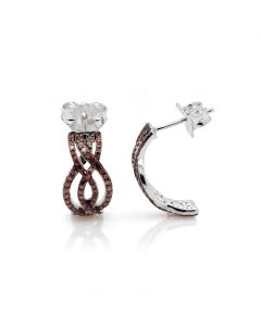 0.79 Cts Red Diamond Earring in 925 Two Tone
