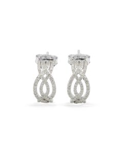 0.83 Cts White Diamond Hoop Earring in White Rhodium Plated 925 Sterling Silver