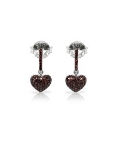 0.37 Cts Red Diamond Earring in 925 Two Tone