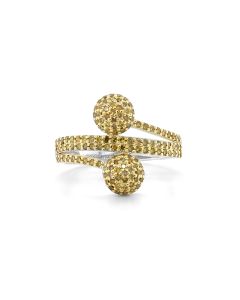 0.76 Cts Yellow Diamond Ring in 925 Two Tone