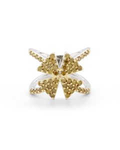 1.09 Cts Yellow Diamond Ring in 925 Two Tone