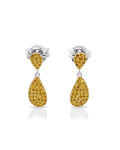 0.5 Cts Yellow Diamond Earring in 925 Two Tone