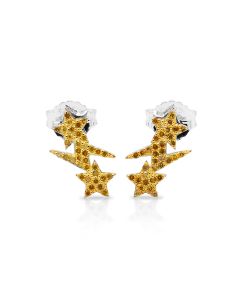 0.36 Cts Yellow Diamond Earring in 925 Two Tone