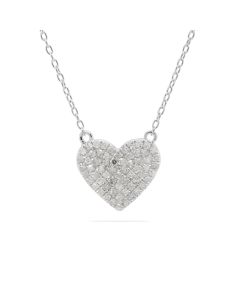 0.49 Cts White Diamond Necklace in White Rhodium Plated 925 Sterling Silver