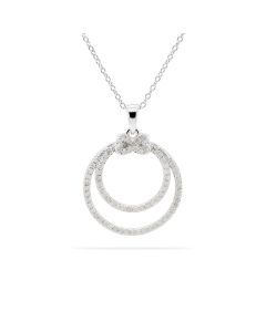 0.69 Cts White Diamond Pendant in White Rhodium Plated 925 Sterling Silver