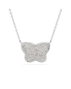 1.03 Cts White Diamond Necklace in White Rhodium Plated 925 Sterling Silver