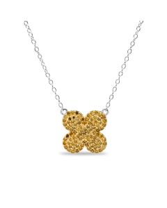 0.54 Cts Yellow Diamond Necklace in 925 Two Tone