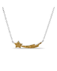 0.22 Cts Yellow Diamond Necklace in 925 Two Tone