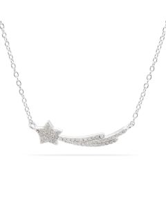 0.22 Cts White Diamond Necklace in White Rhodium Plated 925 Sterling Silver