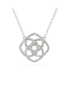 0.54 Cts White Diamond Necklace in White Rhodium Plated 925 Sterling Silver