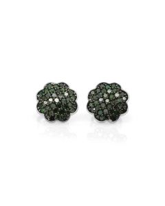 0.88 Cts Green Diamond Stud Earring in 925 Two Tone