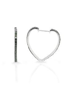 1.17 Cts Green Diamond Hoop Earring in 925 Two Tone