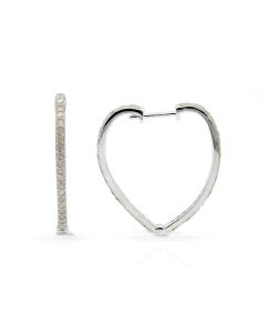 1.19 Cts White Diamond Hoop Earring in White Rhodium Plated 925 Sterling Silver