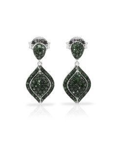 0.91 Cts Green Diamond Earring in 925 Two Tone