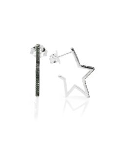 0.41 Cts Green Diamond Hoop Earring in 925 Two Tone