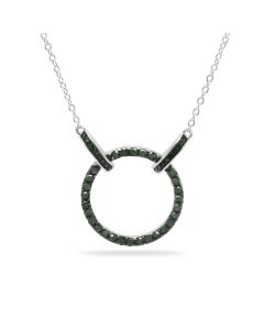 0.65 Cts Green Diamond Necklace in 925 Two Tone