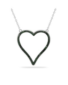 0.46 Cts Green Diamond Necklace in 925 Two Tone