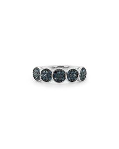 0.39 Cts Blue Diamond Ring in 925 Two Tone