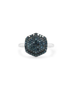 0.62 Cts Blue Diamond Ring in 925 Two Tone