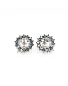 0.39 Cts Blue Diamond Earring in 925 Two Tone