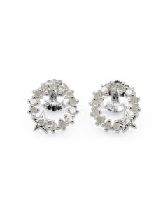 0.49 Cts White Diamond Stud Earring in White Rhodium Plated 925 Sterling Silver