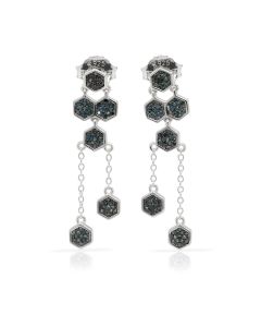 0.47 Cts Blue Diamond Earring in 925 Two Tone