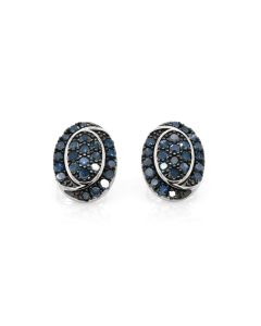 1.02 Cts Blue Diamond Earring in 925 Two Tone