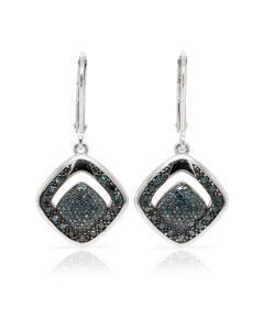 0.5 Cts Blue Diamond Earring in 925 Two Tone