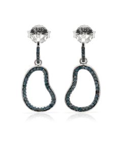 0.54 Cts Blue Diamond Earring in 925 Two Tone